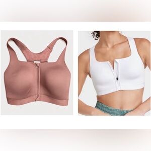 All In Motion Womens Sculpt High Support Zip-Front Sports Bra Dusty Rose 34D EUC